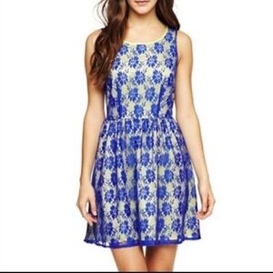 Mac + Jac blue lace overlay sleeveless dress large